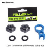 1 Set RISK Mountain Bike Presta Valve Nut with Install Wrench MTB Road Bicycle Tubeless Tire Valve Cap Vacuum Tire Nozzle Lock