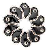 10 Pcs / set Durable Golf Head Cover Set Iron Head Covers Club Water-resistant PU Leather