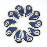10 Pcs / set Durable Golf Head Cover Set Iron Head Covers Club Water-resistant PU Leather