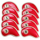 10 Pcs / set Durable Golf Head Cover Set Iron Head Covers Club Water-resistant PU Leather