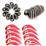 10 Pcs / set Durable Golf Head Cover Set Iron Head Covers Club Water-resistant PU Leather