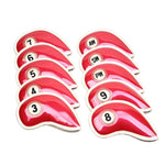 10 Pcs / set Durable Golf Head Cover Set Iron Head Covers Club Water-resistant PU Leather