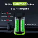 4000mAh Induction Bicycle Front Light USB Rechargeable Smart Headlight With FlashLight