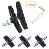 Bike Brake Pads Set, 3 Pairs Road Mountain Bicycle V-Brake