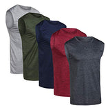 5 Pack Men's Dry-Fit Active Athletic Tech Tank Top