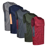 5 Pack Men's Dry-Fit Active Athletic Tech Tank Top