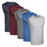 5 Pack Men's Dry-Fit Active Athletic Tech Tank Top