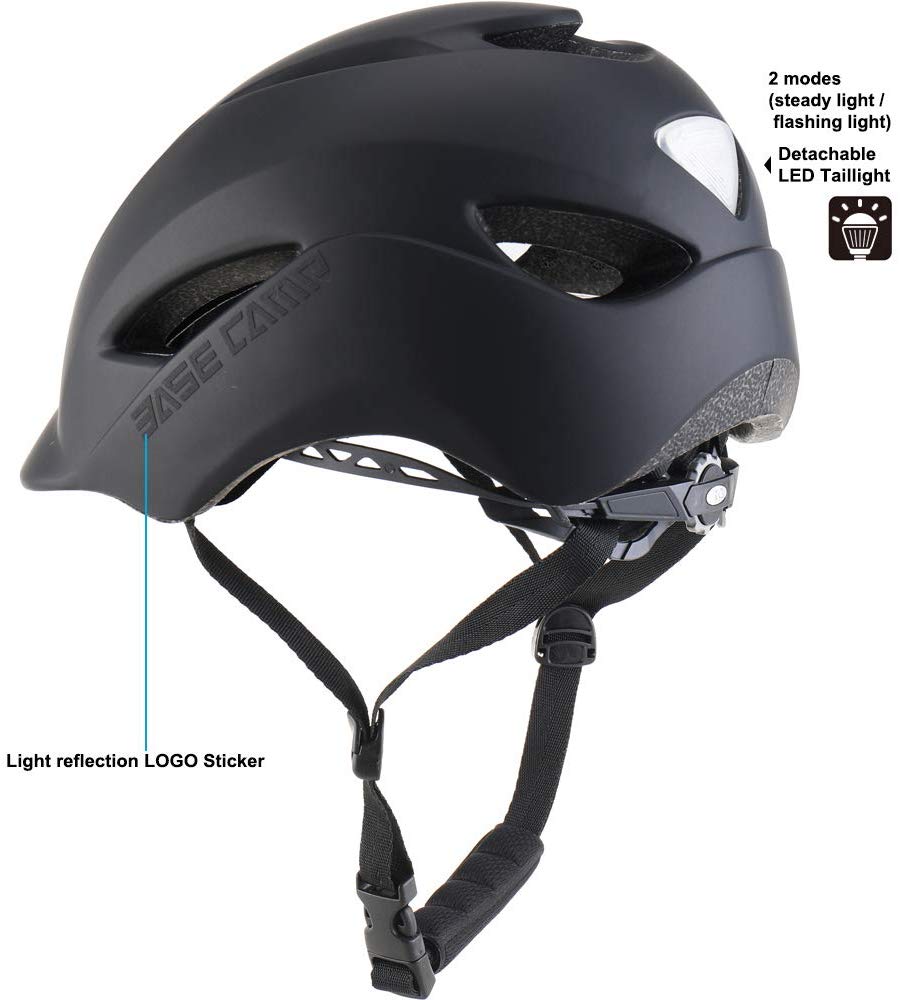base camp bike helmet led BASE CAMP Adult Bike Helmet with Rear Light for Urban Commuter Adjust –  cyclingsell