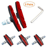 Bike Brake Pads Set, 3 Pairs Road Mountain Bicycle V-Brake