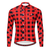 Men's Plaid Cycling Jersey Short Sleeves Printed Bike Shirts