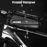 Bike Bicycle Bag, Waterproof Bike Phone Mount Bag Front Frame Top Tube Handlebar Bag with Touch Screen Holder Case for iPhone X XS Max XR 8 7 Plus, for Android/iPhone Cellphones Under 6.5”