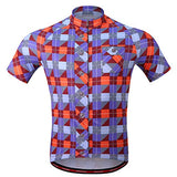 Men's Plaid Cycling Jersey Short Sleeves Printed Bike Shirts