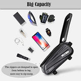 Bike Bicycle Bag, Waterproof Bike Phone Mount Bag Front Frame Top Tube Handlebar Bag with Touch Screen Holder Case for iPhone X XS Max XR 8 7 Plus, for Android/iPhone Cellphones Under 6.5”