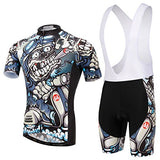 Men Cycling MTB Cartoon Skull Gel Pad Jersey Set