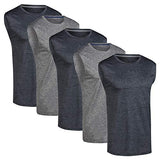 5 Pack Men's Dry-Fit Active Athletic Tech Tank Top
