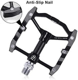 MTB Bike Pedals, 3 Sealed Bearing Cycling Non-Slip Bicycle Pedals, Ultralight Aluminum Alloy 9/16 Road BMX Pedals Flat Platform Pedal