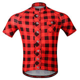Men's Plaid Cycling Jersey Short Sleeves Printed Bike Shirts