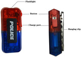 Police LED flashing warning shoulder light safety clip lamp with flashlight