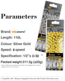 Bicycle Chain, Semi-Hollow Gold Chain for Mountain Roads, VG Sports 8 9 10-Speed Bicycle Chain, for Mountain Bike Road Bikes