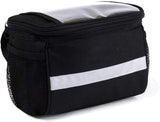 traderplus Bicycle Basket Handlebar Bag with Sliver Grey Reflective Stripe for Mountain Bike Outdoor Activity Cycling Pack Accessories 3.5L