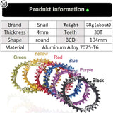 30T 104mm BCD Narrow Wide MTB Chainring, Single Speed Round AL7075 CNC Mounrtain Bike Chain Ring