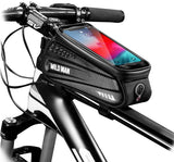 Bike Bicycle Bag, Waterproof Bike Phone Mount Bag Front Frame Top Tube Handlebar Bag with Touch Screen Holder Case for iPhone X XS Max XR 8 7 Plus, for Android/iPhone Cellphones Under 6.5”