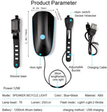 Bike Light with Horn Set 2in1,Rechargeable Bicycle Bell Lights Waterproof