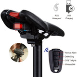 Bike Tail Light Wireless Alarm USB Waterproof Rear LED Remote Control Bell