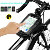 Bike Phone Mount Bag, Cycling Waterproof Front Frame Top Tube Handlebar Bag with Touch Screen Holder Case for iPhone X XS Max XR 8 7 Plus, for Android/iPhone Cellphones Under 6.5”