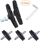 Bike Brake Pads Set, 3 Pairs Road Mountain Bicycle V-Brake