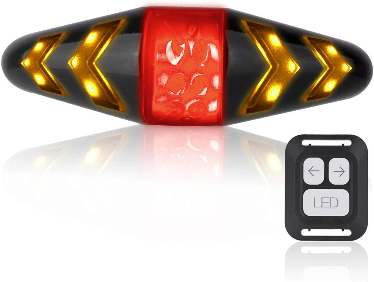 Bicycle LED Turn Signal Tail Light - Wireless Remote, USB Rechargeable, Waterproof