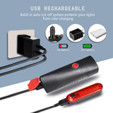 Bike Light Set USB Rechargeable,Waterproof LED Front Headlight