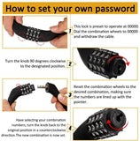 Security Bike Lock 4 Digit Resettable Combination Cable Lock for Bicycle