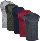 5 Pack Men's Dry-Fit Active Athletic Tech Tank Top