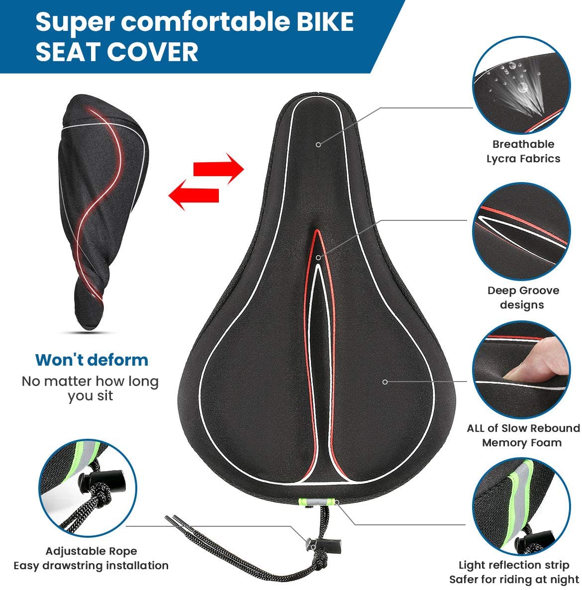 Dropship Bike Seat Cover Anti-Slip Comfortable Bicycle Padded Saddle Cover  Wear Resistant Soft Gel Cushion to Sell Online at a Lower Price