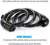Bike Lock Cable, 4-Feet Bike Cable Combination Cable Bike Locks