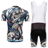 Men Cycling MTB Cartoon Skull Gel Pad Jersey Set