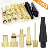 16PCS Premium Brass Presta and Schrader Valve Adapter, Bike Tire Valve Adapters, Ball Pump Needle, Adapters Kit as Inflation Devices and Accessories