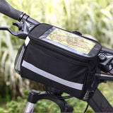 traderplus Bicycle Basket Handlebar Bag with Sliver Grey Reflective Stripe for Mountain Bike Outdoor Activity Cycling Pack Accessories 3.5L