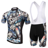 Men Cycling MTB Cartoon Skull Gel Pad Jersey Set