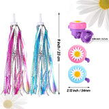 2 Pieces Kids Bike Bell Girl Flower Bicycle Bell with 4 Pieces Handlebar