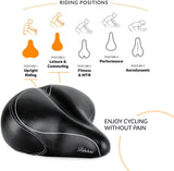 Oversized Comfort Bike Seat - Most Comfortable Replacement Bicycle Saddle