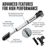 Mini Bike Pump Glueless Puncture Repair Kit - Fits Presta and Schrader