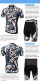 Men Cycling MTB Cartoon Skull Gel Pad Jersey Set