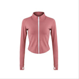 Sport Jacket Women Long Sleeve Zip Fitness Yoga Shirt Top Workout Gym Activewear Sport Running Coats Training Clothes
