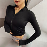 Sport Jacket Women Long Sleeve Zip Fitness Yoga Shirt Top Workout Gym Activewear Sport Running Coats Training Clothes