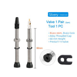 Bicycle 1Pair 40/60/80/100/120mm Presta Valve for Road Tubeless Rim Alloy Or Brass Stem Brass Core W/ Cap & Tool