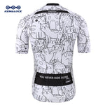Breathable Unisex White Cartoon Cat Cycling Jersey