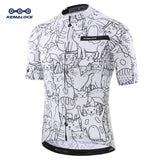 Breathable Unisex White Cartoon Cat Cycling Jersey