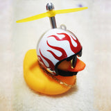 Car Ornament Duck with Helmet Flash Light with Strap Small Yellow Duck Road Bike